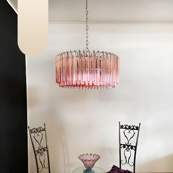 Murano Triedri Round Prisms Pink Chandelier-DWHOME