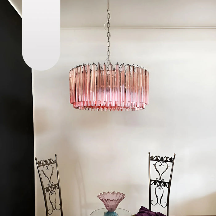 Murano Triedri Round Prisms Pink Chandelier-DWHOME