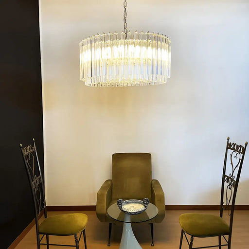 Murano Round Prisms Transparent Chandelier-DWHOME