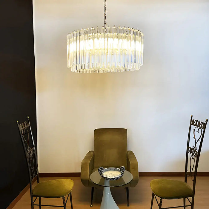 Murano Round Prisms Transparent Chandelier-DWHOME