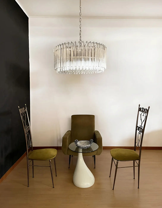 Murano Round Prisms Transparent Chandelier-DWHOME