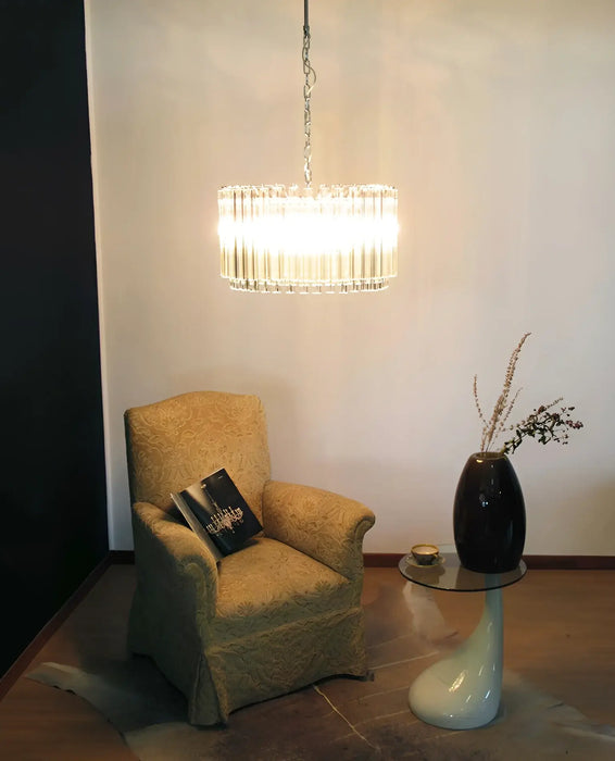 Murano Round Prisms Transparent Chandelier-DWHOME