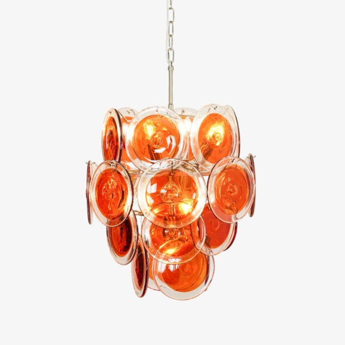 Lustre en verre disque orange Murano - DWHOME