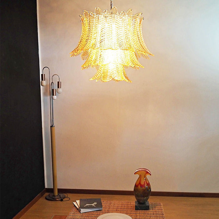 Murano Amber Glass Leaf Chandelier-DWHOME