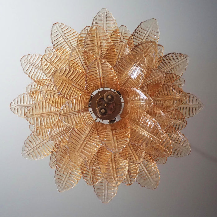 Murano Amber Glass Leaf Chandelier-DWHOME