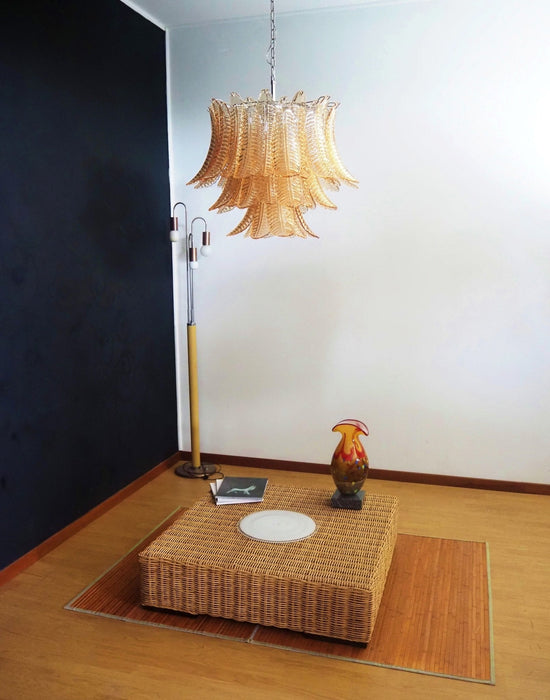 Murano Amber Glass Leaf Chandelier-DWHOME