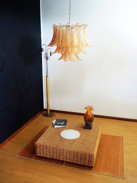Murano Amber Glass Leaf Chandelier-DWHOME