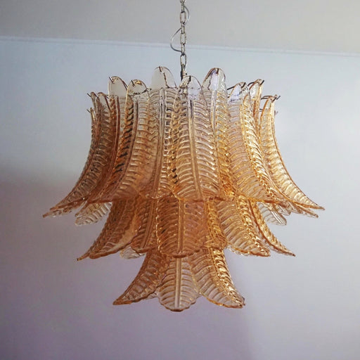 Murano Amber Glass Leaf Chandelier-DWHOME