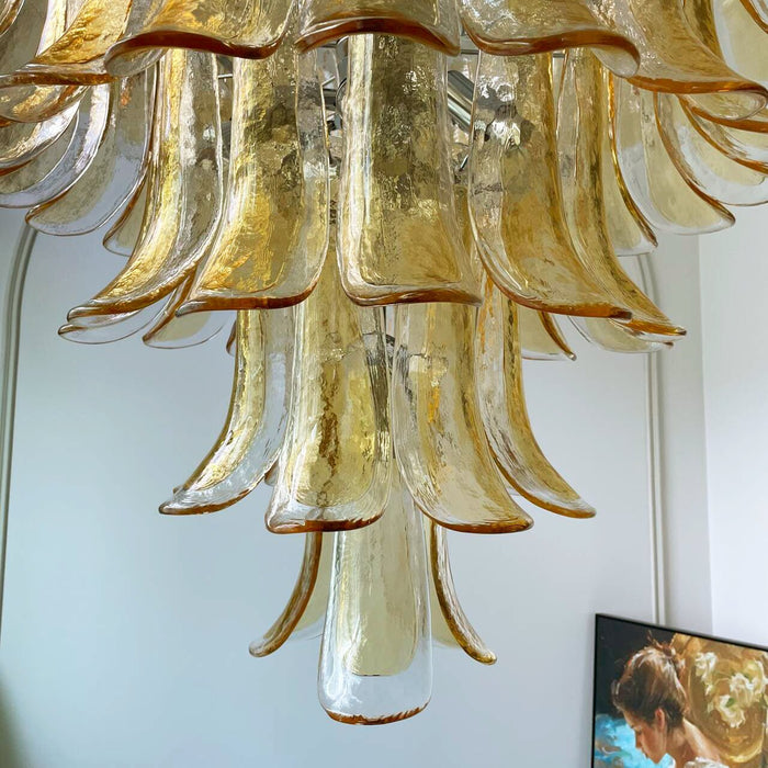 Amber Murano Glass Petals Chandelier-DWHOME
