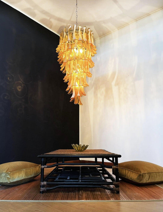 Murano Amber Petals Spiral Chandelier-DWHOME