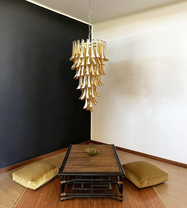 Murano Amber Petals Spiral Chandelier-DWHOME