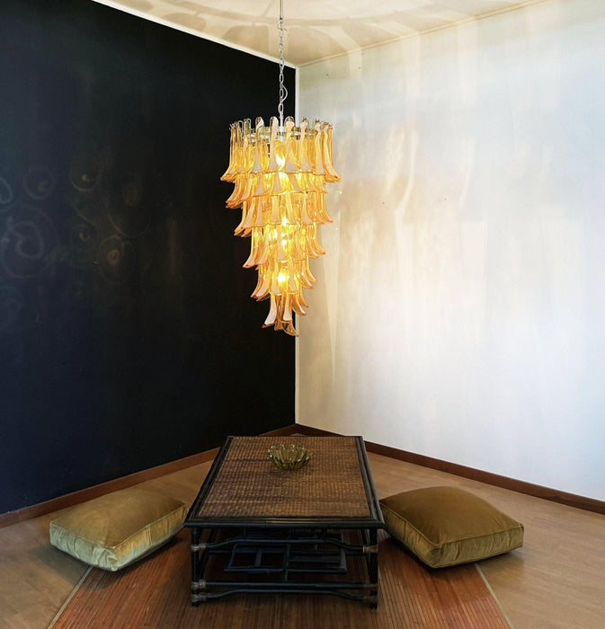 Murano Amber Petals Spiral Chandelier-DWHOME
