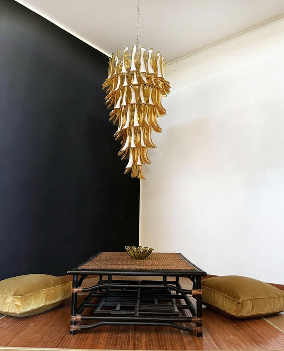 Murano Amber Petals Spiral Chandelier-DWHOME