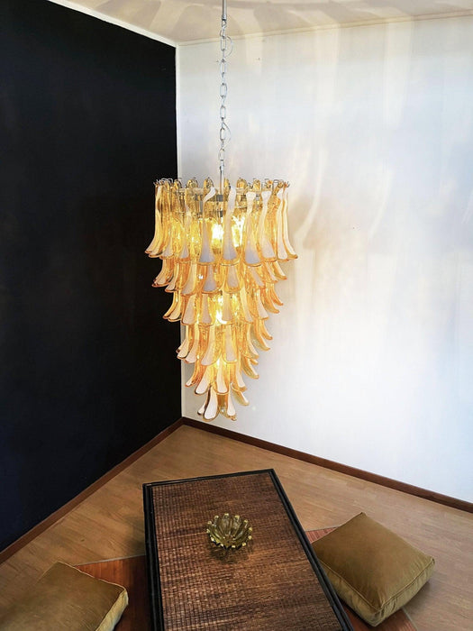 Murano Amber Petals Spiral Chandelier-DWHOME