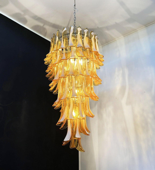 Murano Amber Petals Spiral Chandelier-DWHOME