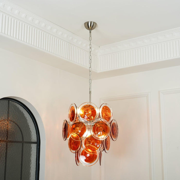 Lustre en verre disque orange Murano - DWHOME