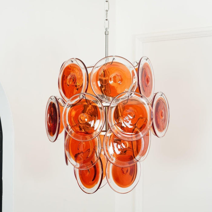 Lustre en verre disque orange Murano - DWHOME