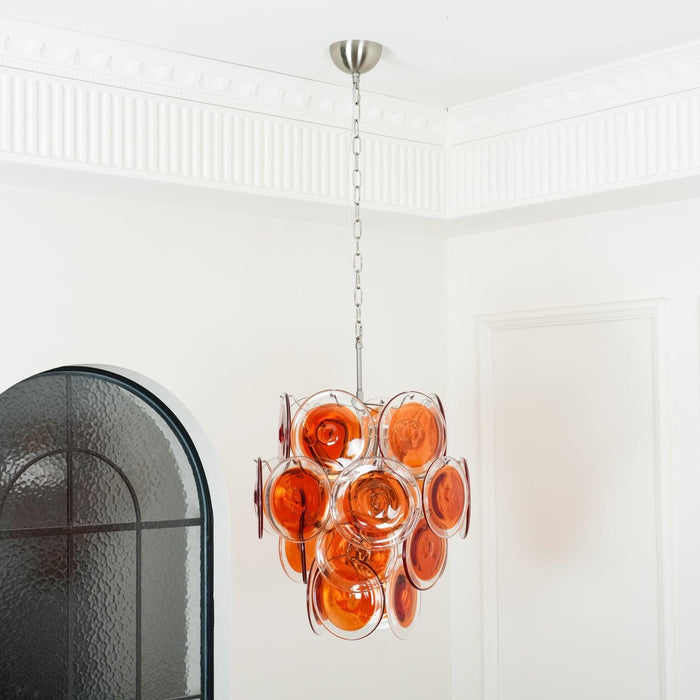 Lustre en verre disque orange Murano - DWHOME