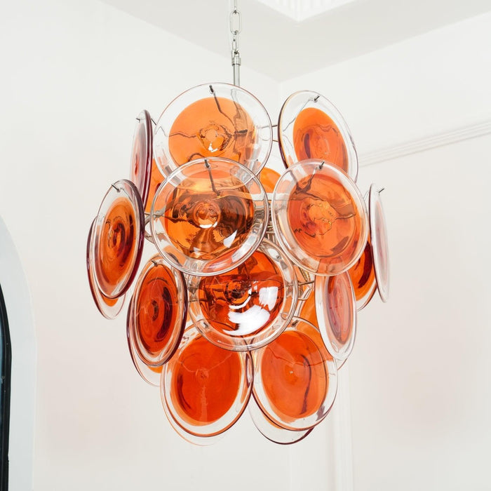 Lustre en verre disque orange Murano - DWHOME