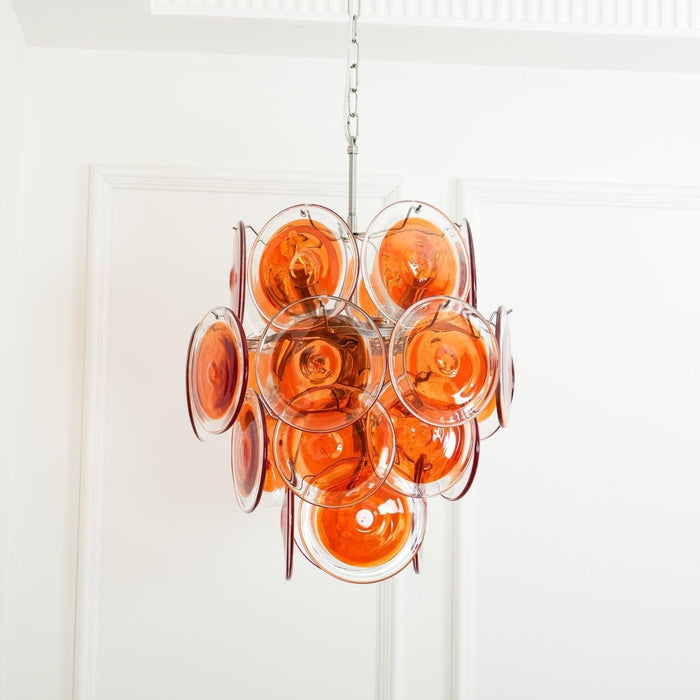 Lustre en verre disque orange Murano - DWHOME