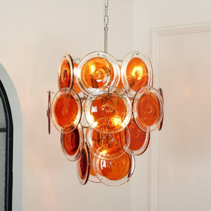 Lustre en verre disque orange Murano - DWHOME