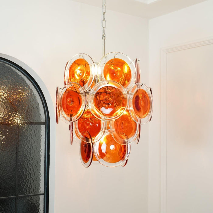 Lustre en verre disque orange Murano - DWHOME