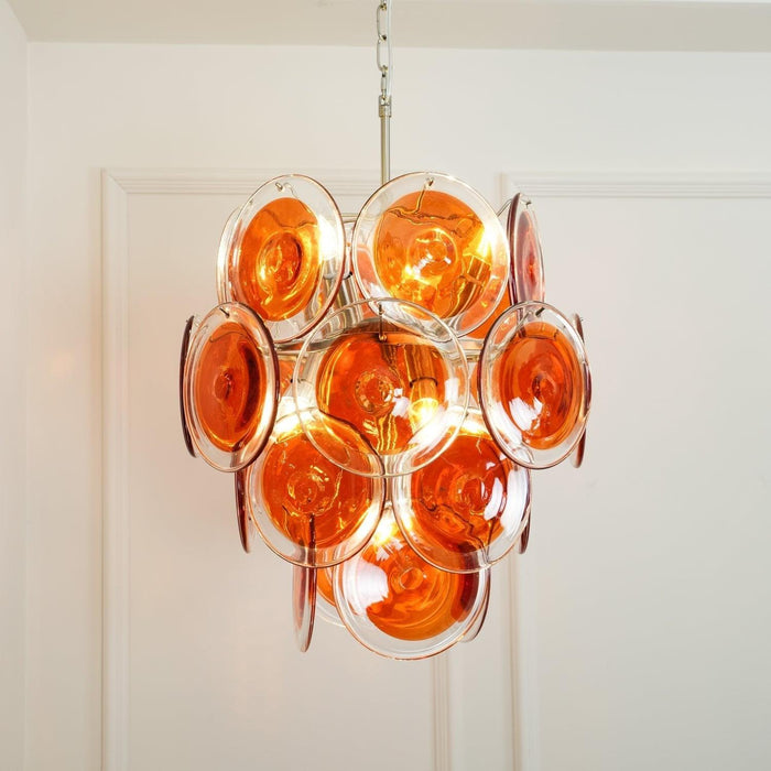 Lustre en verre disque orange Murano - DWHOME