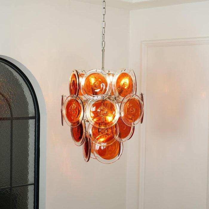 Lustre en verre disque orange Murano - DWHOME