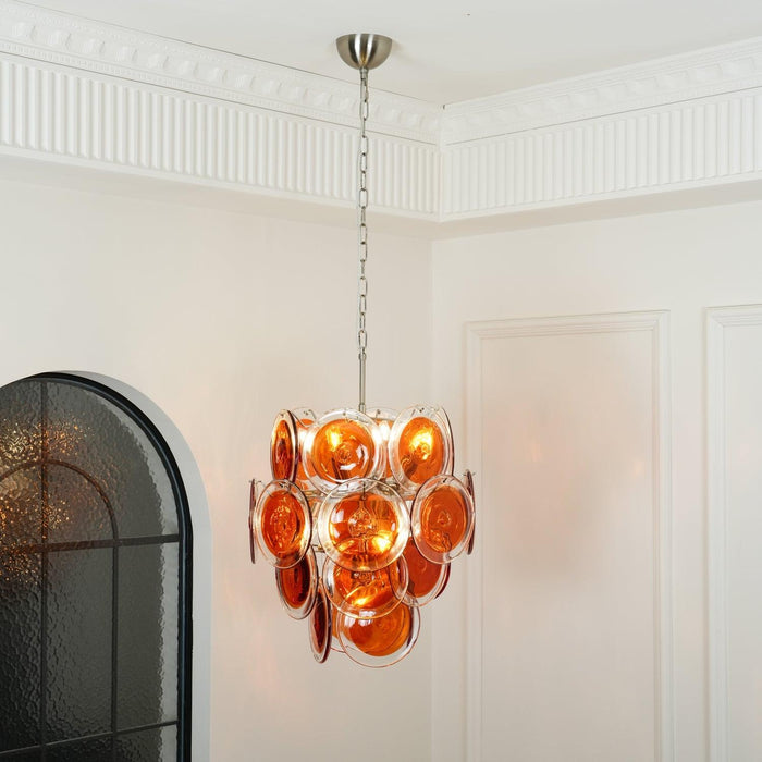 Lustre en verre disque orange Murano - DWHOME