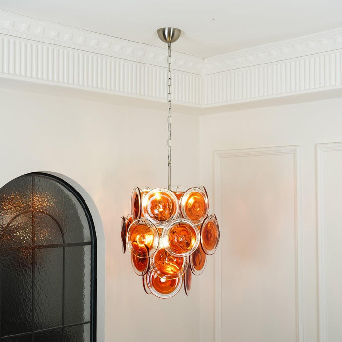 Lustre en verre disque orange Murano - DWHOME