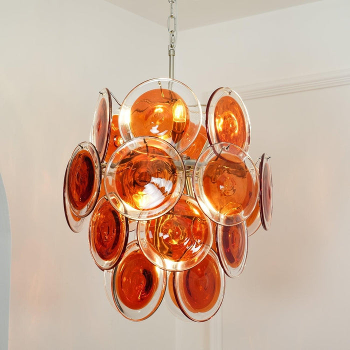 Lustre en verre disque orange Murano - DWHOME