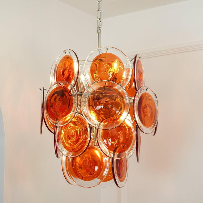 Lustre en verre disque orange Murano - DWHOME