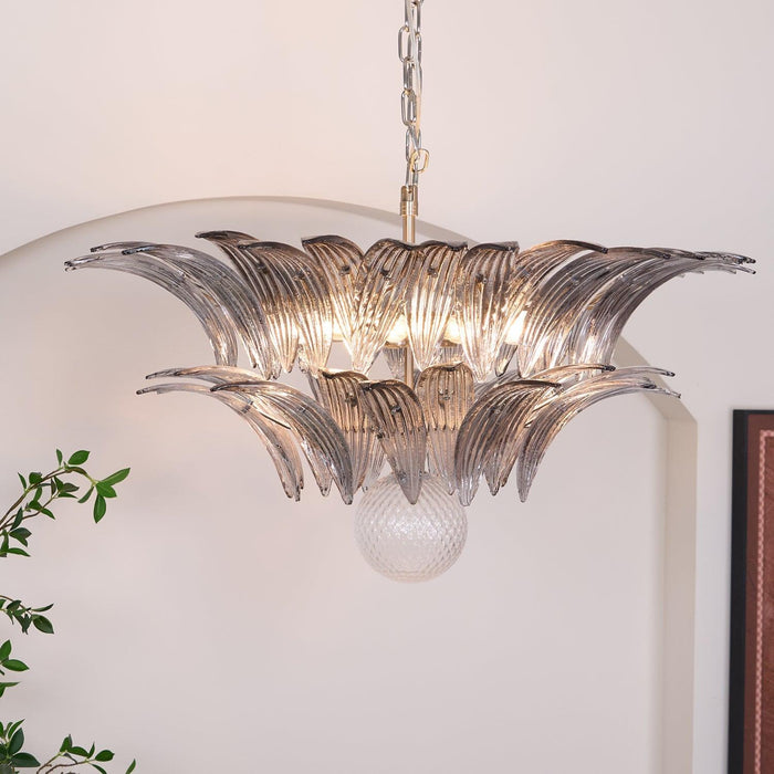 Murano Palmette Transparent Chandelier-DWHOME