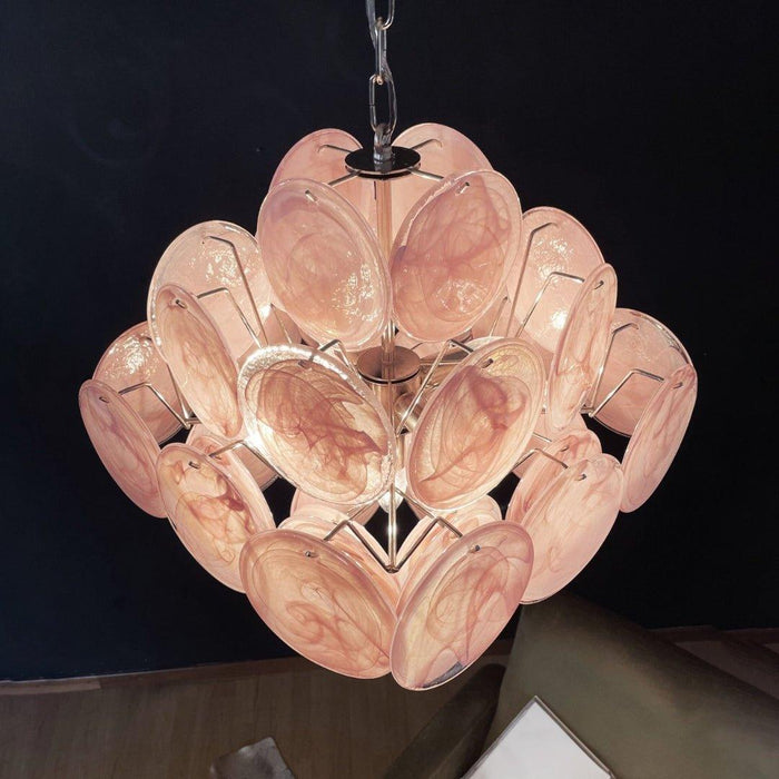 Murano Pink Disks Chandelier-DWHOME