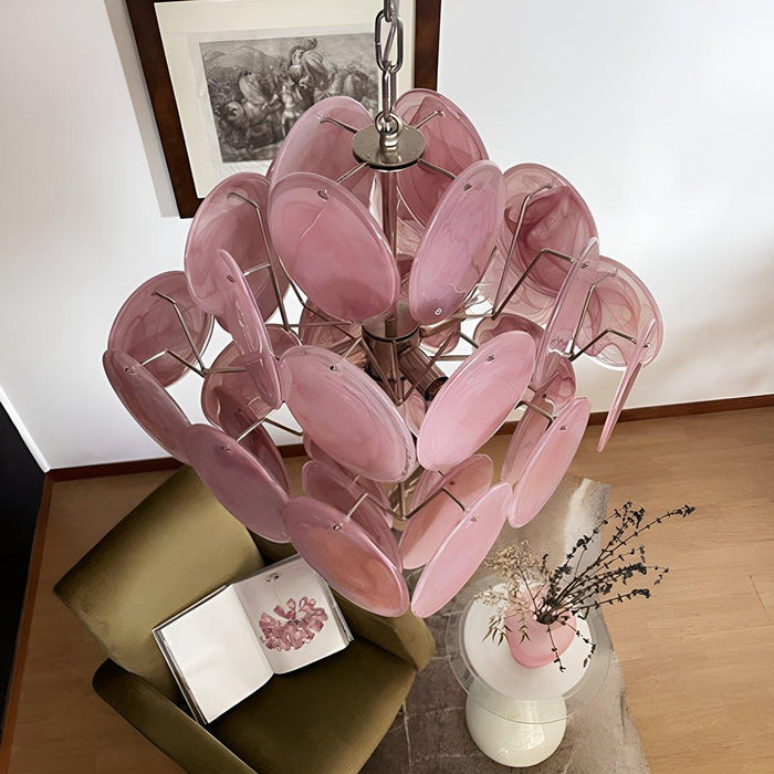 Murano Pink Disks Chandelier-DWHOME