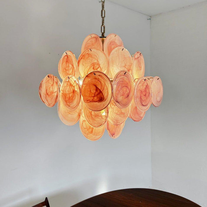 Murano Pink Disks Chandelier-DWHOME
