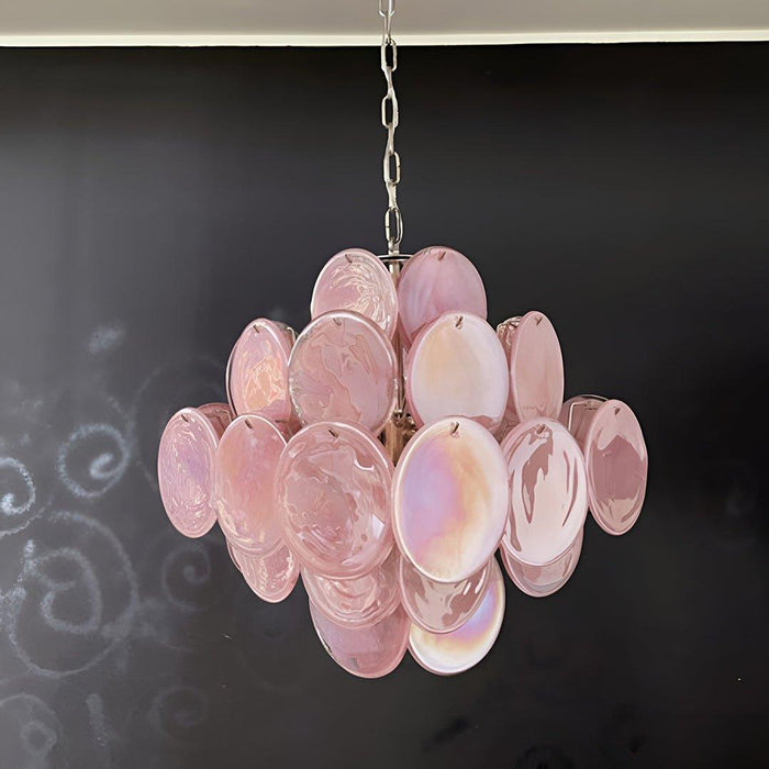 Murano Pink Disks Chandelier-DWHOME