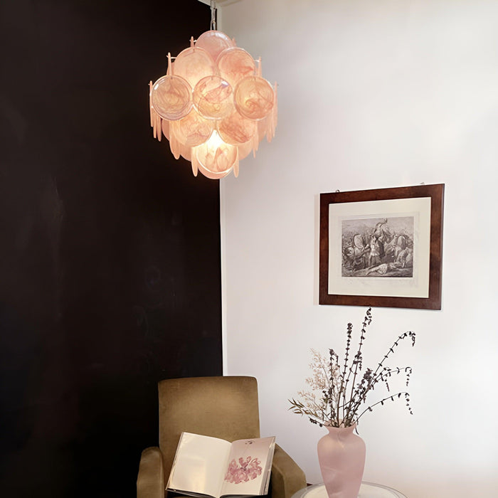 Murano Pink Disks Chandelier-DWHOME