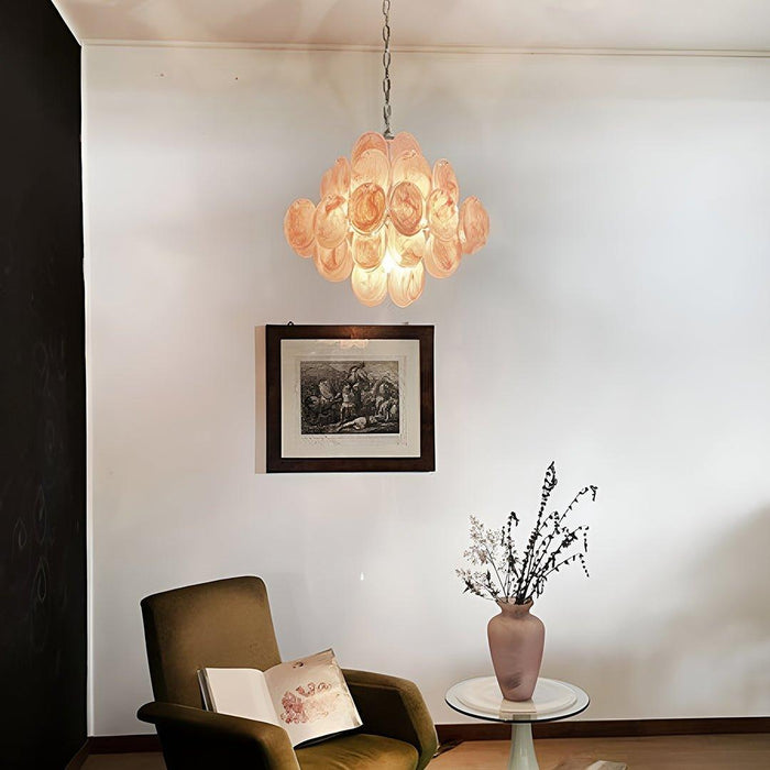 Murano Pink Disks Chandelier-DWHOME