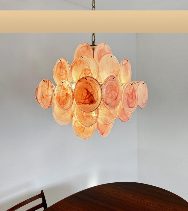 Murano Pink Disks Chandelier-DWHOME