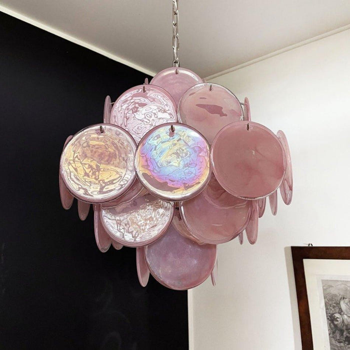 Murano Pink Disks Chandelier-DWHOME