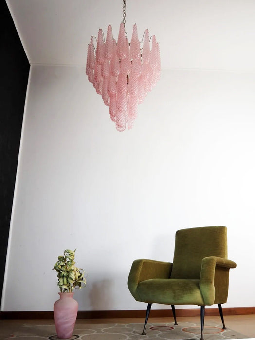 Murano Pink Glass Dewdrop Chandelier-DWHOME