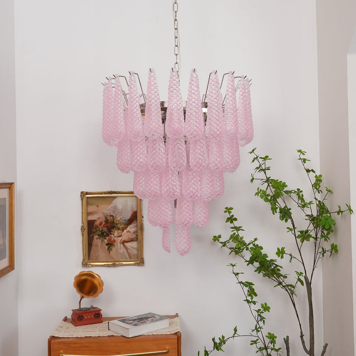 Murano Pink Glass Dewdrop Chandelier-DWHOME