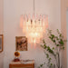Murano Pink Glass Dewdrop Chandelier-DWHOME