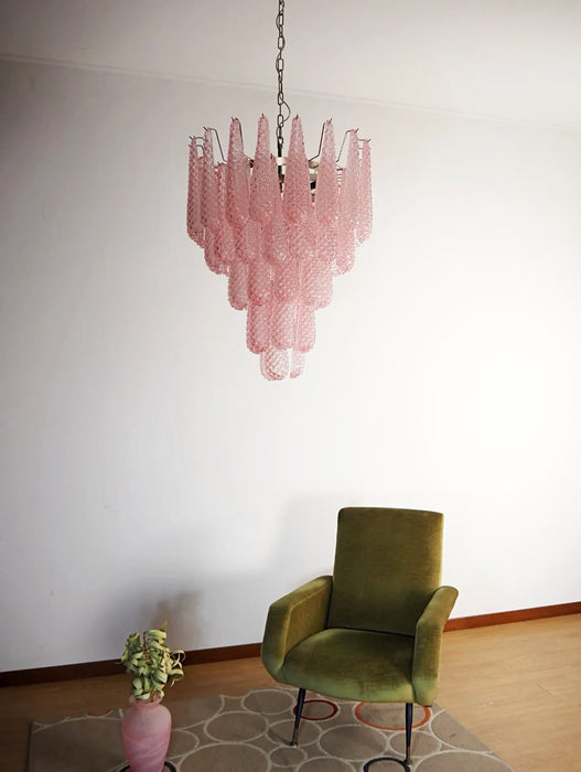 Murano Pink Glass Dewdrop Chandelier-DWHOME