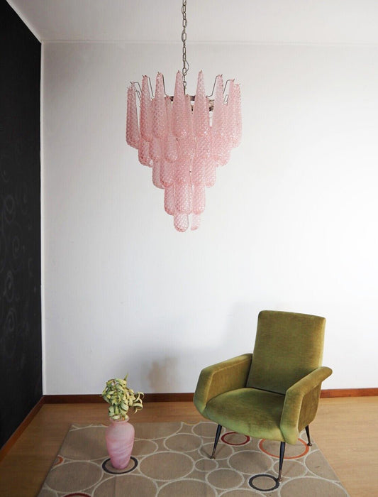 Murano Pink Glass Dewdrop Chandelier-DWHOME