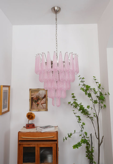 Murano Pink Glass Dewdrop Chandelier-DWHOME