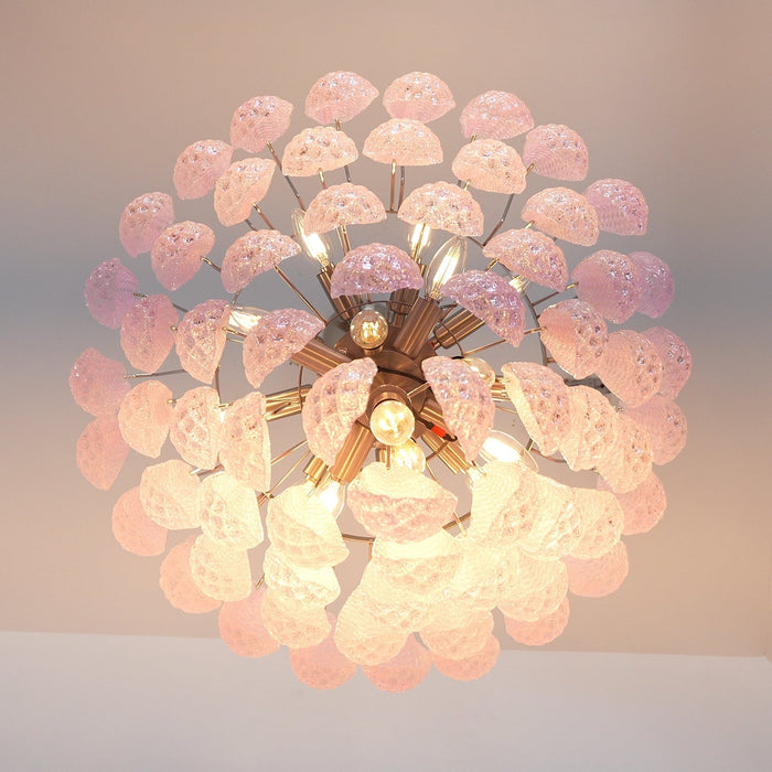 Murano Pink Glass Dewdrop Chandelier-DWHOME