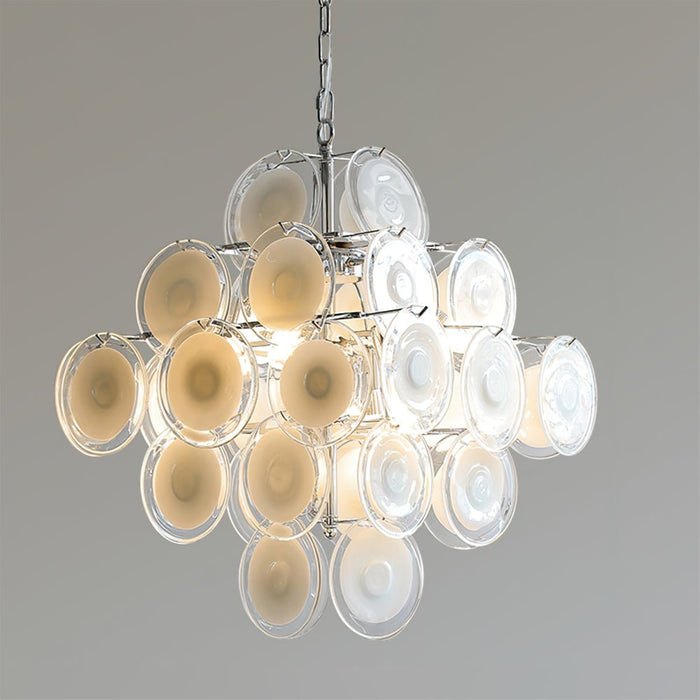 Murano Disc White Glass Chandelier-DWHOME