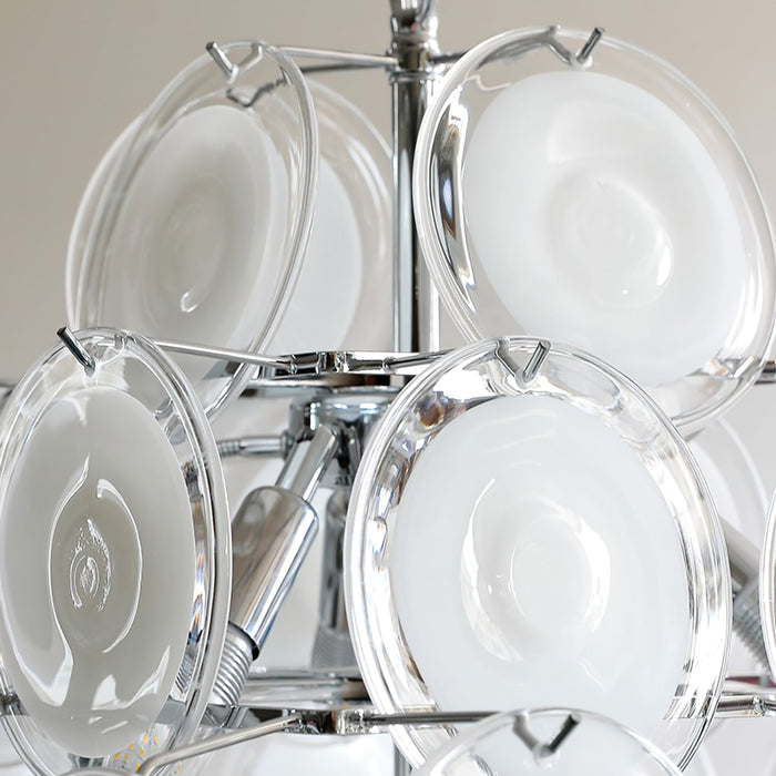 Murano Disc White Glass Chandelier-DWHOME